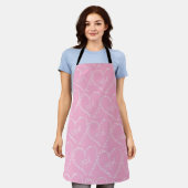Doodles Zwarte Hartjes Valentijnsdag Roze Schort (Gedragen)