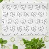 Doodles Zwarte Hartjes Valentijnsdag Theedoek (Gevouwen)