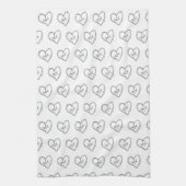 Doodles Zwarte Hartjes Valentijnsdag Theedoek (Verticaal)