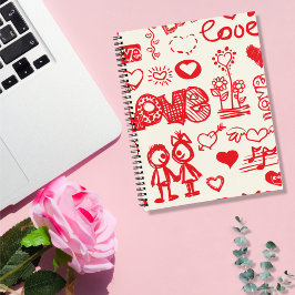 Doodling liefde gedachten notitieboek