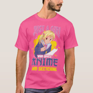 Doodling Otaku Meisjes Japanse Manga Schetsen Vrou T-shirt