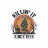 Doodmaken sinds 1996 Vintage Halloween Oogst Desig Sticker (Voorkant)