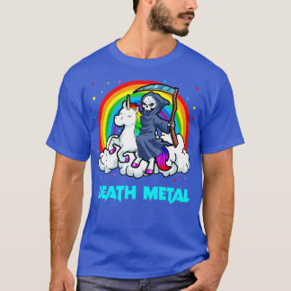 Doodmetaal in Unicorn Rainbow Grim Reaper Heavy Me T-shirt