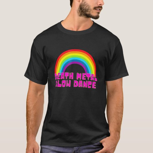 Doodmetaal trage dans regenboog t-shirt (Voorkant)