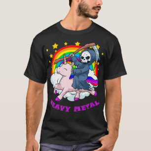 Doodmetaal Unicorn Grim Reaper regenboog Zwaar me T-shirt