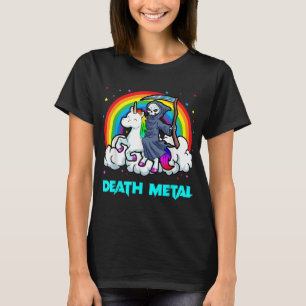 Doodmetalen Shirten Unicorn Rainbow Grim Reaper He T-shirt