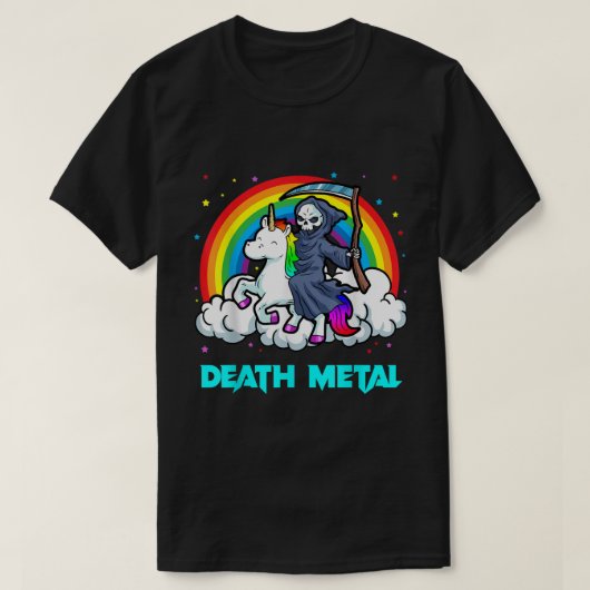 Doodmetalen Shirten Unicorn Rainbow Grim Reaper He T-shirt (Design voorkant)