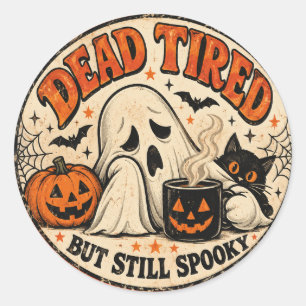 Doodmoe maar nog steeds griezelige vintage Hallowe Ronde Sticker