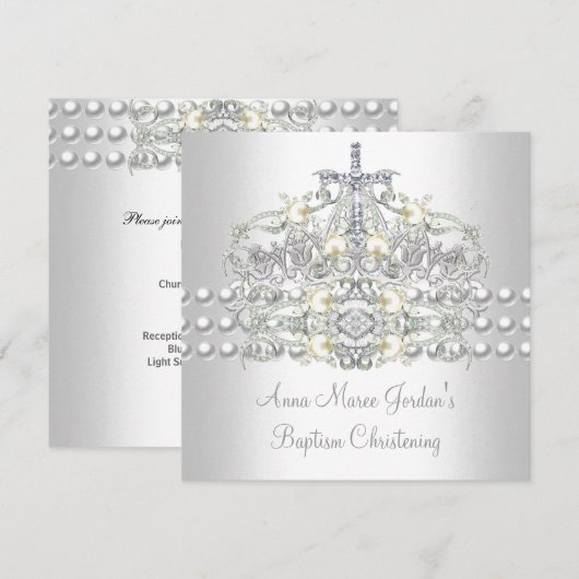 Doodoopsluier Tiara Zilver Witte Parel Diamant Kaart (Voorkant / Achterkant)