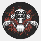 Doodrijder - dobbelstenen ronde sticker (Voorkant)