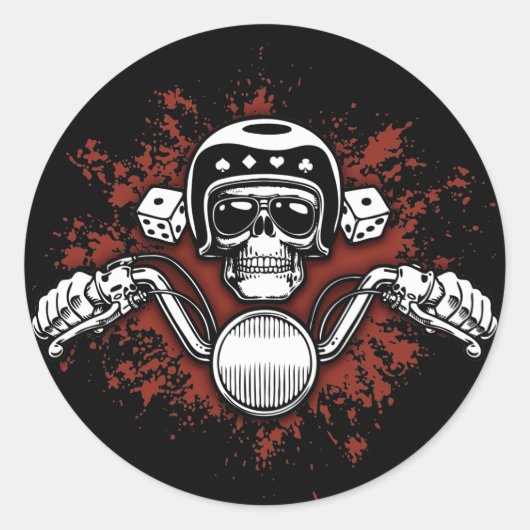 Doodrijder - dobbelstenen ronde sticker (Voorkant)