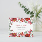 Doodrode tuinbloemen bedankkaart (Staand voorkant)