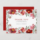 Doodrode tuinbloemen bedankkaart (Voorkant / Achterkant)