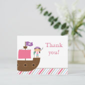 Doodroze verjaardagsfeestje voor meisje bedankt briefkaart (Staand voorkant)