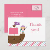 Doodroze verjaardagsfeestje voor meisje bedankt briefkaart (Voorkant / Achterkant)