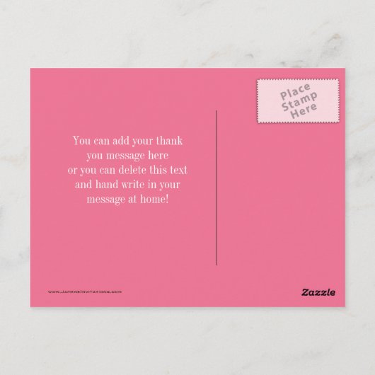 Doodroze verjaardagsfeestje voor meisje bedankt briefkaart (Achterkant)