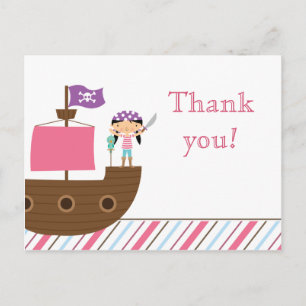 Doodroze verjaardagsfeestje voor meisje bedankt briefkaart
