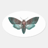 Doods-hoofd Hawkmol Ovale Sticker (Voorkant)