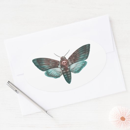 Doods-hoofd Hawkmol Ovale Sticker (Envelop)