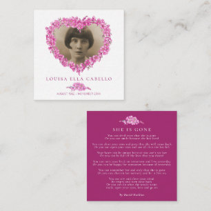 Doodsbloempjes zij is heengegaan gedicht roze notitiekaartje