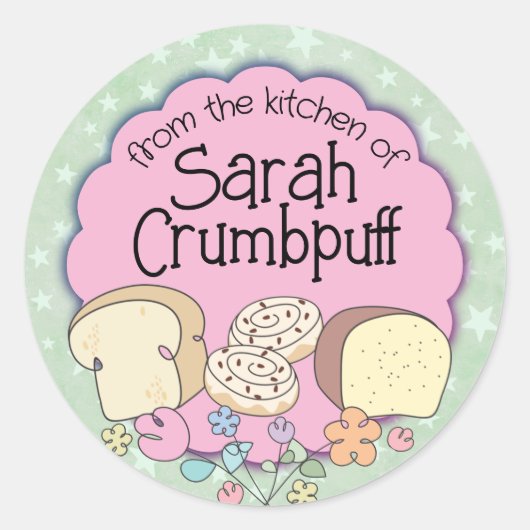 Doodsbrood kaneelrol uit de keuken van cl ronde sticker (Voorkant)