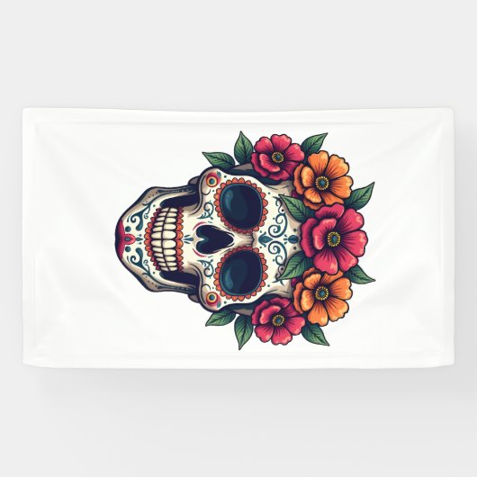 Doodsdag Suikerschedel � Dia de los Muertos S Spandoek (Horizontaal)