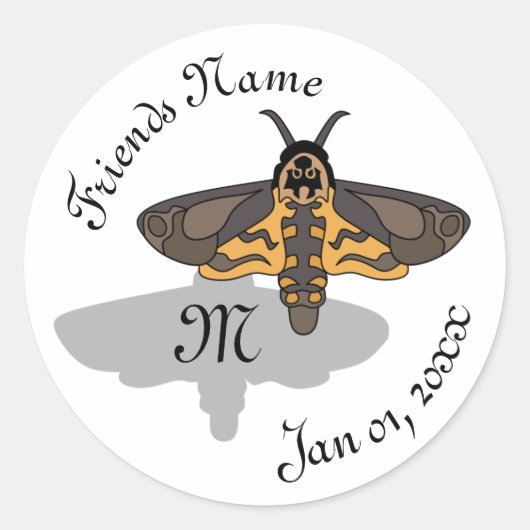Doodse Hawk Head Monogram Ronde Sticker (Voorkant)