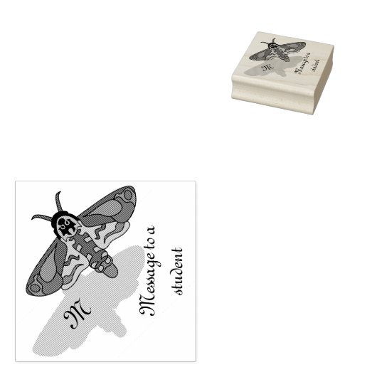 Doodse Hawk Head Monogram Rubberstempel (Gestempeld)