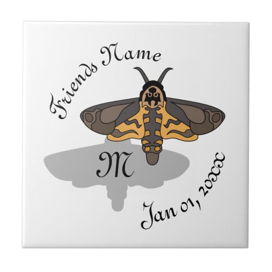 Doodse Hawk Head Moth Monogram Tegeltje (Voorkant)