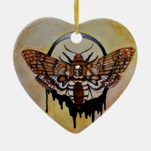 Doodse Hawk Moth Keramisch Ornament