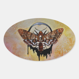 Doodse Hawk Moth Ovale Sticker