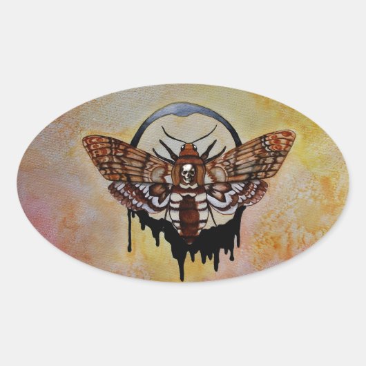 Doodse Hawk Moth Ovale Sticker (Voorkant)