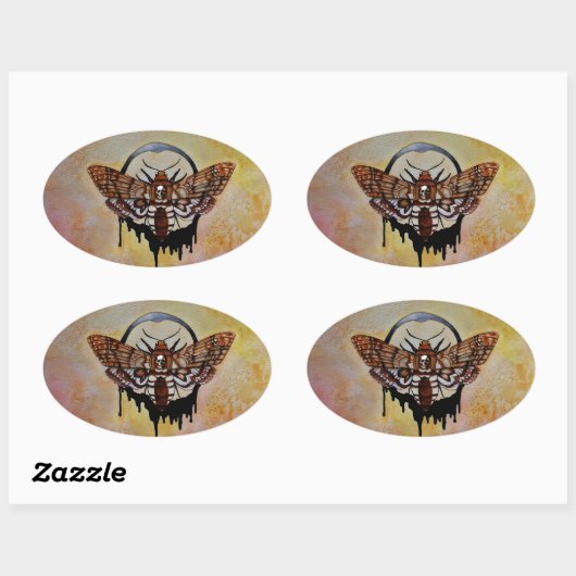 Doodse Hawk Moth Ovale Sticker (Vel)