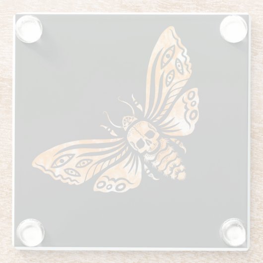 Doodse hoofdmoth glazen onderzetter (Achterkant)