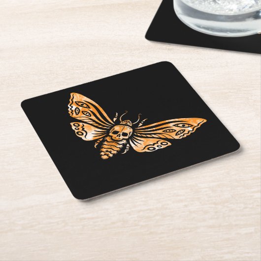 Doodse hoofdmoth kartonnen onderzetters (Schuin)