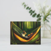 Doodse relaxine in een Hammock in het bos Briefkaart (Staand voorkant)