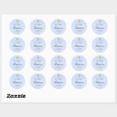 Doodsel lichtblauwe glitters schittertjes jongen k ronde sticker (Vel)