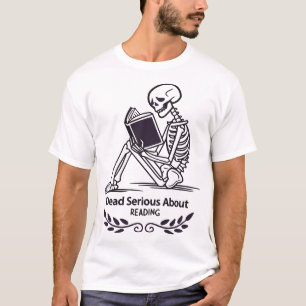 Doodserieuze Skelet T-Shirt voor Boekenliefhebbers