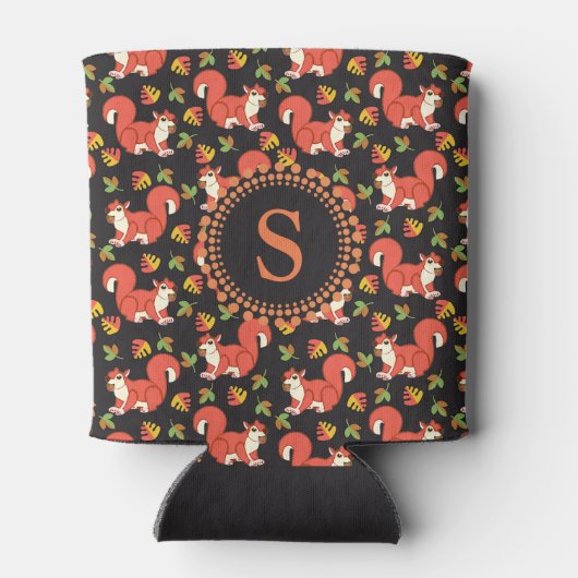 Doodshoofd- en herfstlantmonogram van het Leaf-pat Blikjeskoeler (Achterkant)