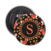 Doodshoofd- en herfstlantmonogram van het Leaf-pat Button Flesopener (Voorkant)