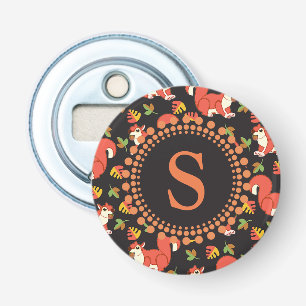 Doodshoofd- en herfstlantmonogram van het Leaf-pat Button Flesopener