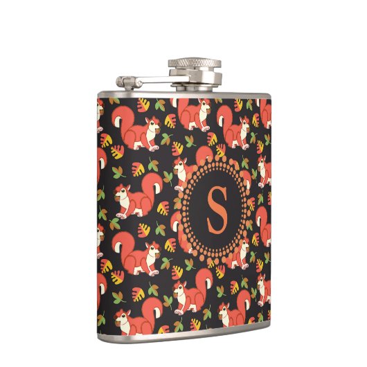 Doodshoofd- en herfstlantmonogram van het Leaf-pat Heupfles (Rechts)