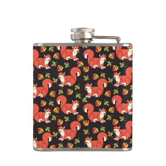 Doodshoofd- en herfstlantmonogram van het Leaf-pat Heupfles (Achterkant)