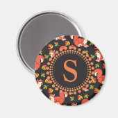 Doodshoofd- en herfstlantmonogram van het Leaf-pat Magneet (Voorkant / Achterkant)