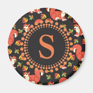 Doodshoofd- en herfstlantmonogram van het Leaf-pat Magneet
