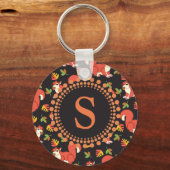 Doodshoofd- en herfstlantmonogram van het Leaf-pat Sleutelhanger (Voorkant)