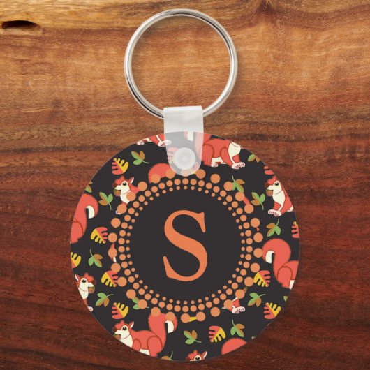 Doodshoofd- en herfstlantmonogram van het Leaf-pat Sleutelhanger (Voorkant)