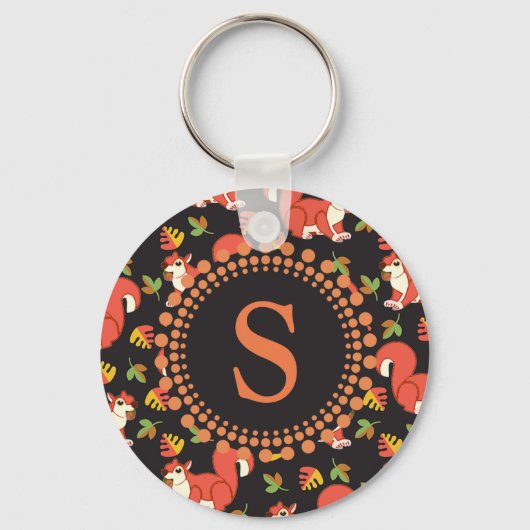 Doodshoofd- en herfstlantmonogram van het Leaf-pat Sleutelhanger (Achterkant)