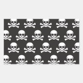 Doodshoofd & gekruiste botten rechthoekige sticker (Voorkant)
