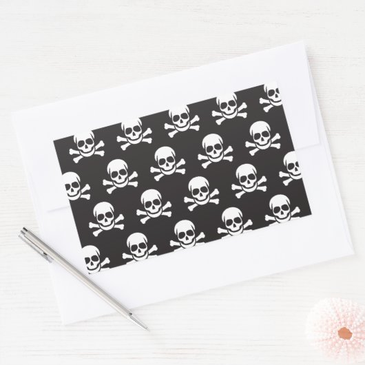 Doodshoofd & gekruiste botten rechthoekige sticker (Envelop)